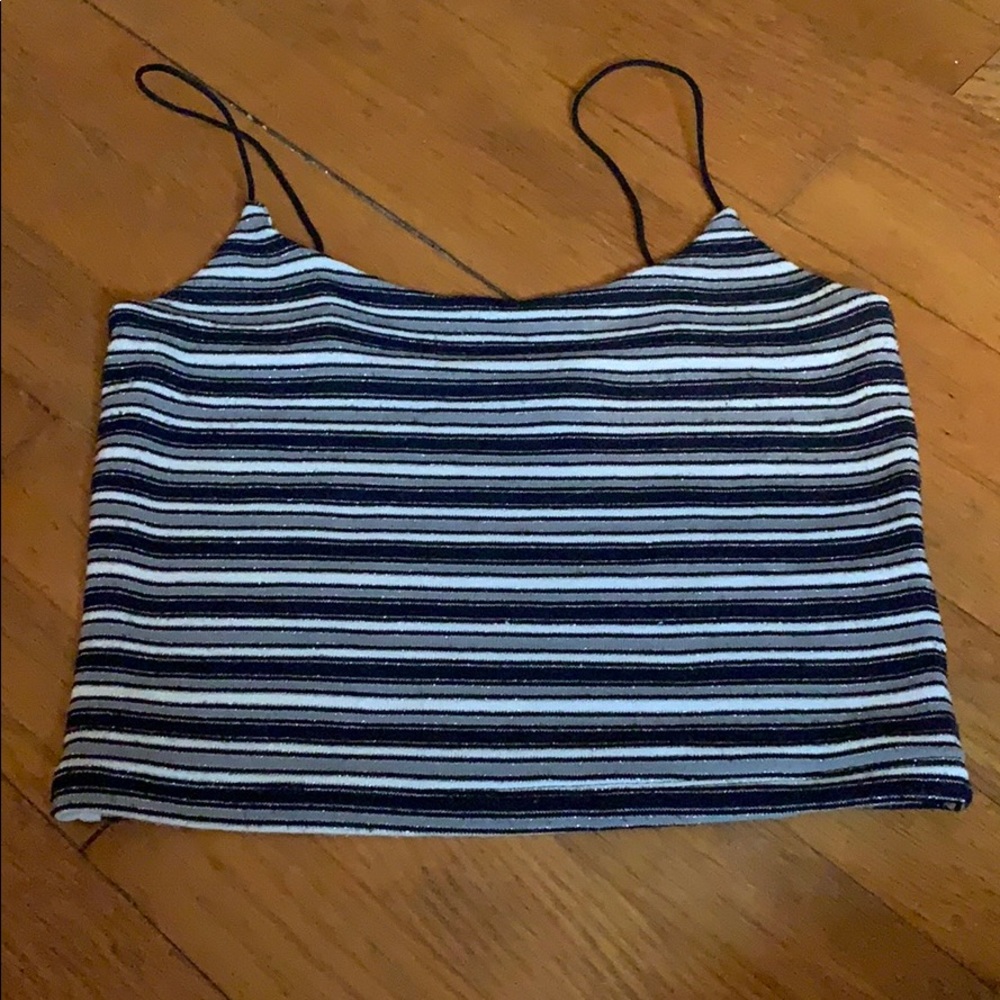 stripped sparkle spaghetti strap tank top pacsun